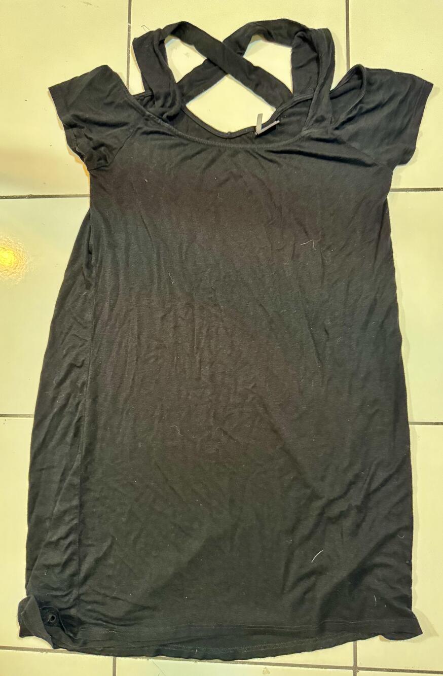 Sparkle & Fade T-Shirt Dress Womens Medium Black Short Sleeve Scoop Neck Knit
